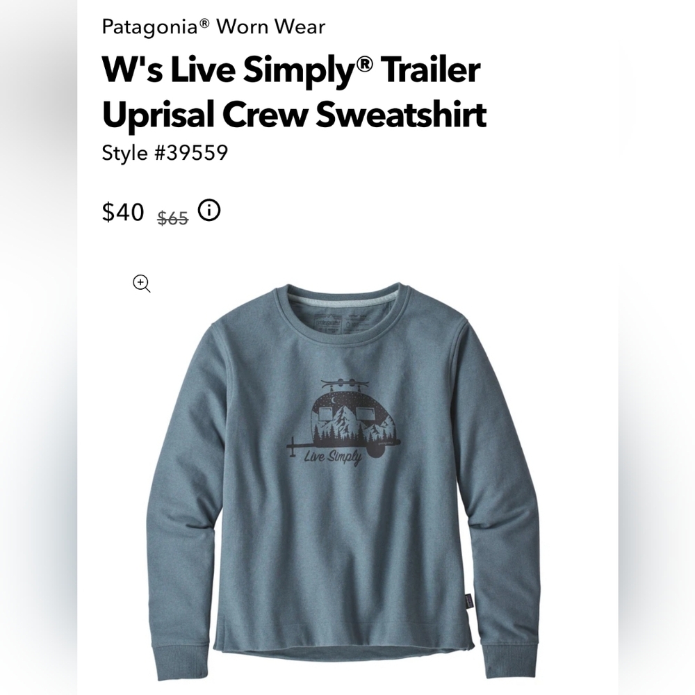 Cute Camper "Live Simply" Patagonia crew sweater